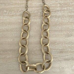 Kenneth J Lane Gold Tone Pebbled Curb Link Statement Necklace VINTAGE